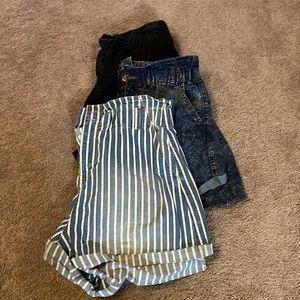 3 pairs of womens paperbag shorts
